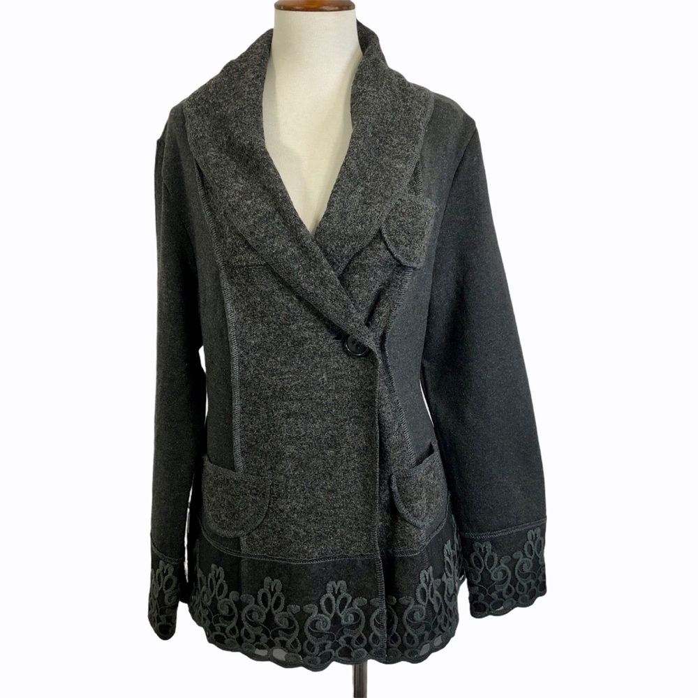 Through the Country Door Wool Lace Knit Blazer